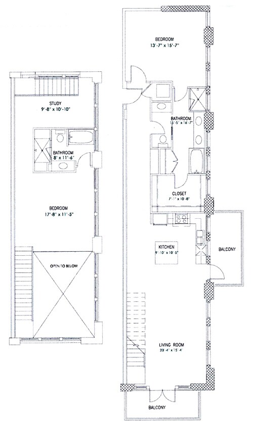 2 Bedroom, 2 Bathroom 512 floor plan